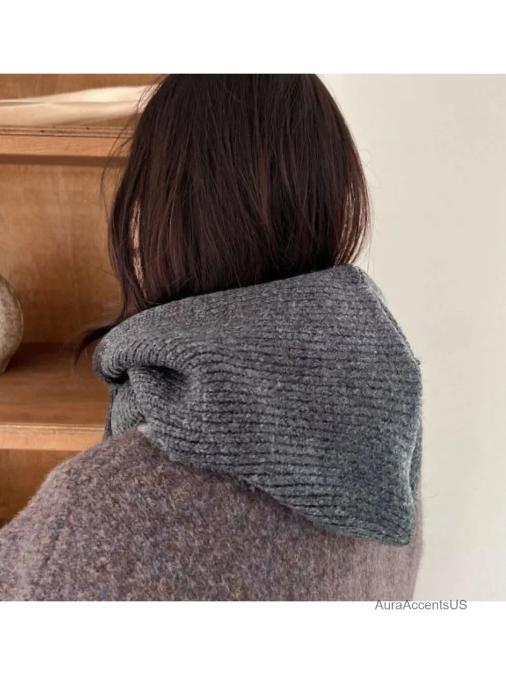 Ribbed Knit Infinity Hood Winter Hat Balaclava Neck Warmer for Women